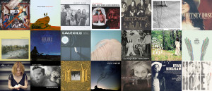 A collage of the album covers of artists being played on the show.