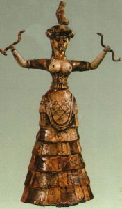 The Snake Goddess Statue of Goddess or Priestess from 1600 BC, Crete