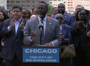 Chicago Mayor Brandon Johnson speaking at a news conference August 25, 2025 Chicago Mayor Brandon Johnson speaking at a news conference August 25, 2025