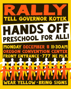 hands off preschool for all rally graphic