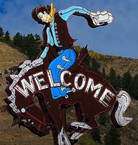 Image of Million Dollar Bar bucking bronco neon sign from Jackson, WY