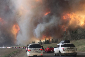 Ft. McMurray residents evacuating from 2016 mega wildfire